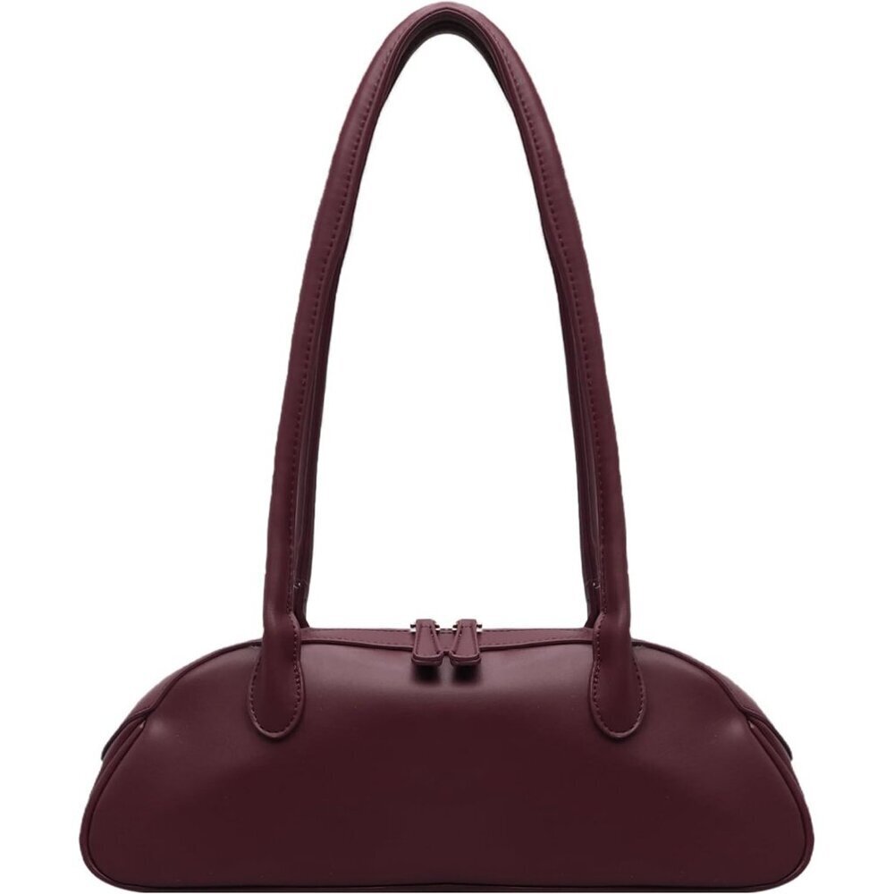 Women's Burgundy Shoulder Bag Pu Leather Trendy Y2k Fashion Purses For Travel